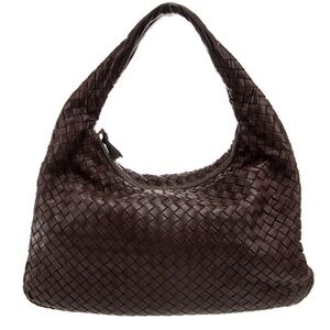 Bottega Veneta Woven Leather Hobo Bag in Dark Brown